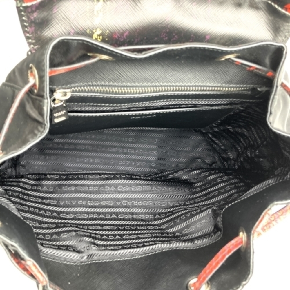 Prada Plaid Pattern Nylon Rucksack Daypack Black … - image 6